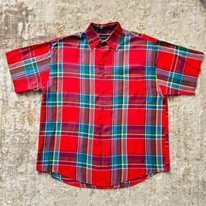 GANT Heritage Twill Men's Short Sleeve Plaid Button Down‎ Shirt - Size Large